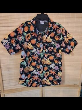 Ron Jon Black Tropical Fruit Print Button-Down Shirt